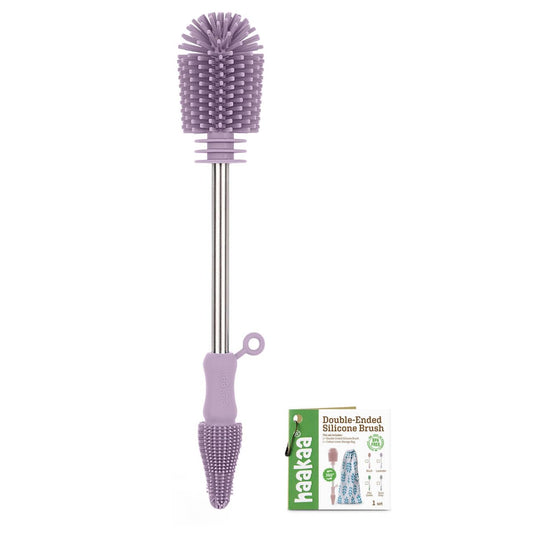 Haakaa Silicone Cleaning Brush - Baby Bottle Brush Cleaner for Breast Pump,Nipple,Breast Milk Storage Bag - Food Grade Silicone - 1 Count - Grey
