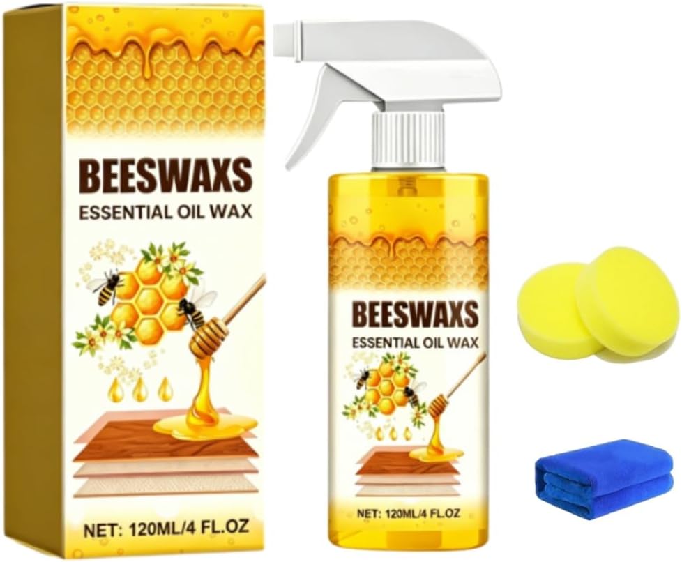 Beeswax Wood Polish Spray, Bees Wax Furniture Polish And Cleaner, Wood Polishing Beeswax Spray, For Wood Floors, Furniture And Wooden Cabinet (1 Set)