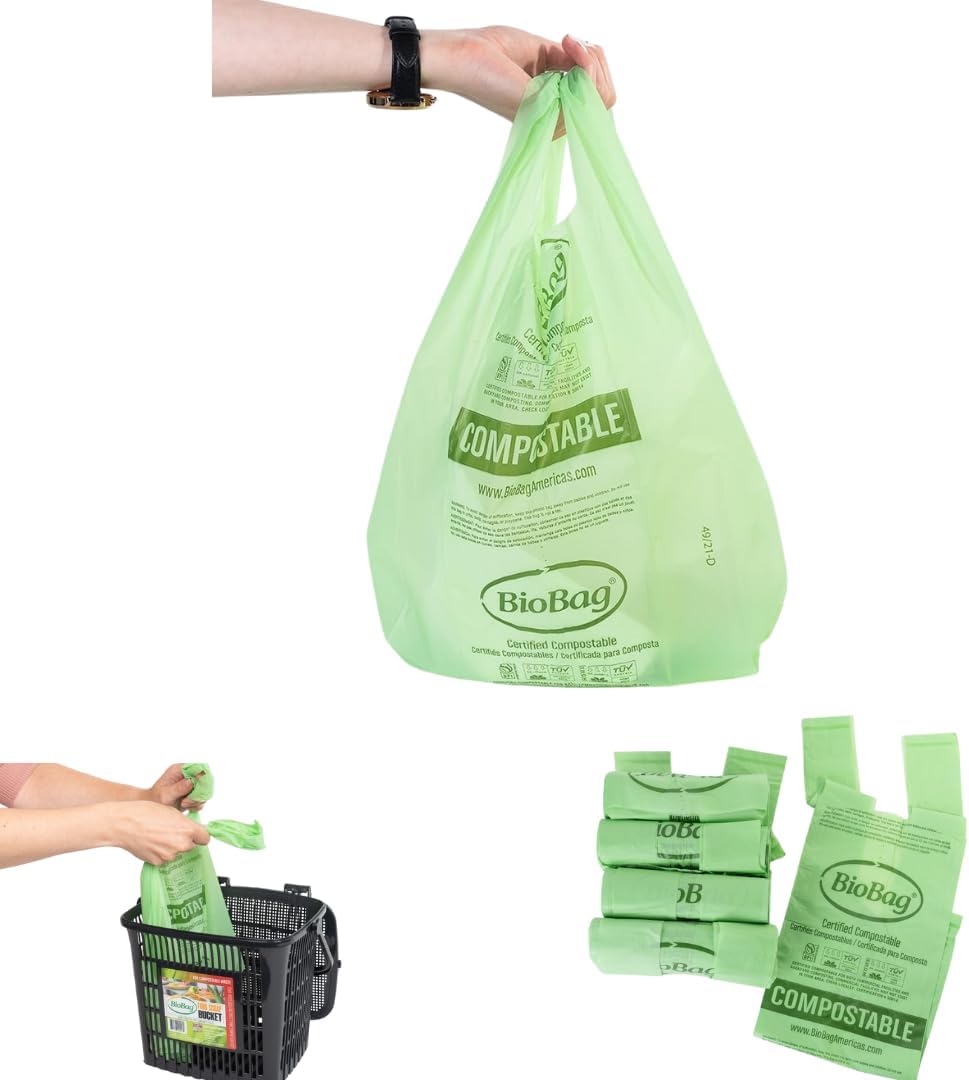 3 Gallon Compostable Food Scrap Bags by BioBag, 100 Count, BPI Certified, Meets ASTM D6400 Standards, Made in USA, Kitchen Trash Bin Liners