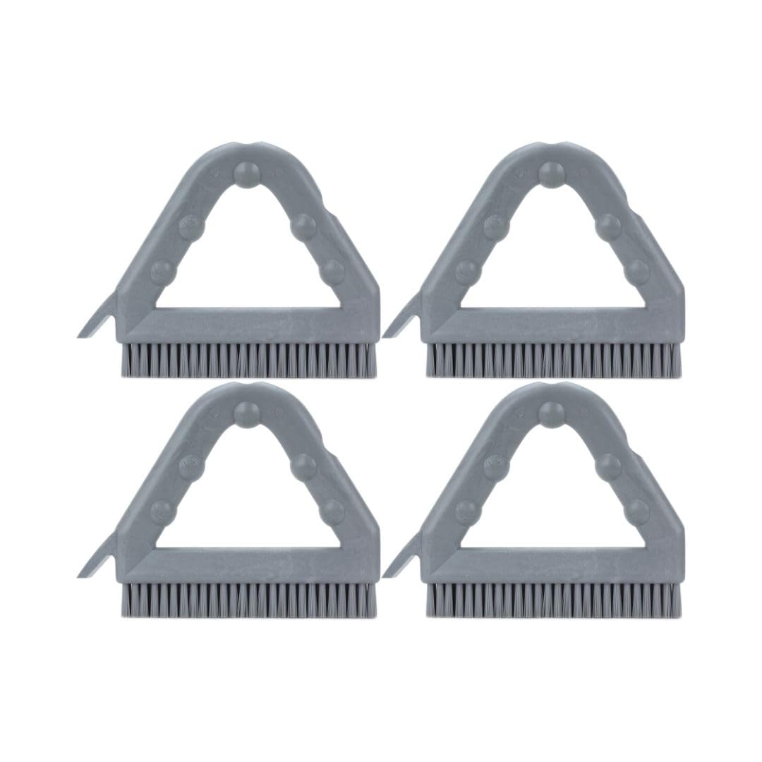 SPARTA Plastic Commercial Grout Brush, Triangle-Shaped Scrub Brush with Scraper and Two Threaded Holes for Attaching Handle (Sold Separately), 9 x 7 x 7 Inches, Gray
