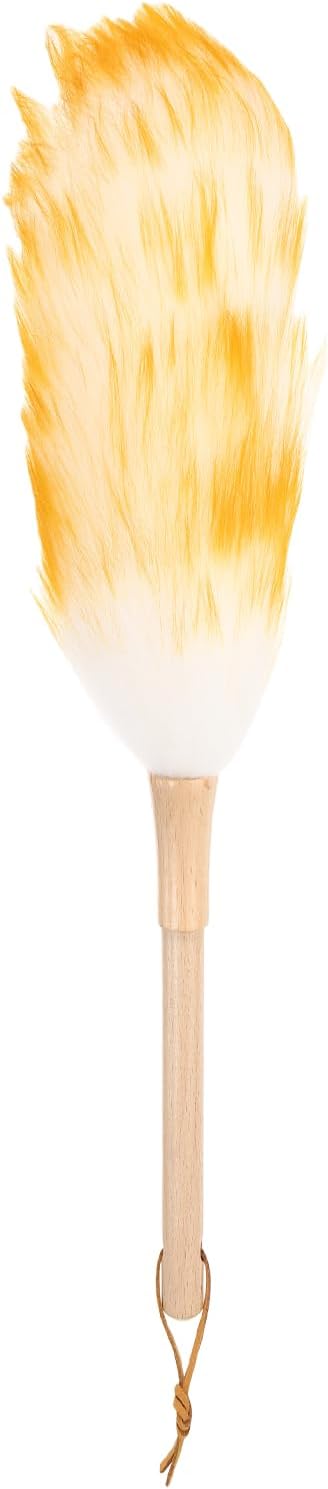 uxcell Wool Duster, 14.2" Natural Feather Cleaner Household Cleaning Duster with Solid Wooden Handle for Cleaning Fans Window Blinds Shelves Furniture, Pink