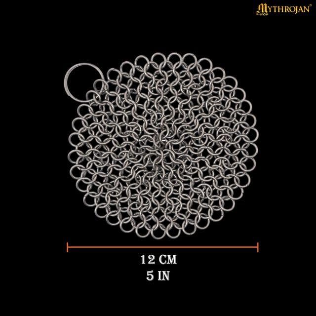 Chainmail Scrubber Cleaner 7.8" x 7.8" Premium 316L Stainless Steel Scrubber for Cast iron Pots,Pan, BBQ Grill, Wok and All Kitchenware Items - Stainless Steel