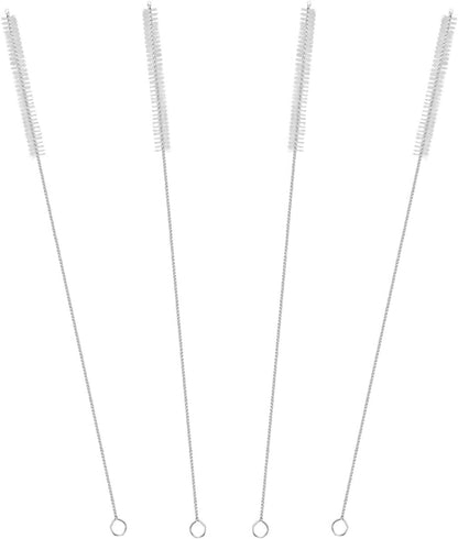 Drinking Straw Cleaning Brushes Set 15" Extra Long 10mm Extra Wide Pipe Tube Cleaner Nylon Bristles Stainless Steel Handle - 15" x 3/8" (10mm) - Set of 4
