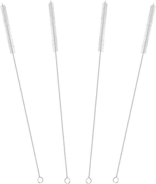 Drinking Straw Cleaning Brushes Set 15" Extra Long 10mm Extra Wide Pipe Tube Cleaner Nylon Bristles Stainless Steel Handle - 15" x 3/8" (10mm) - Set of 4