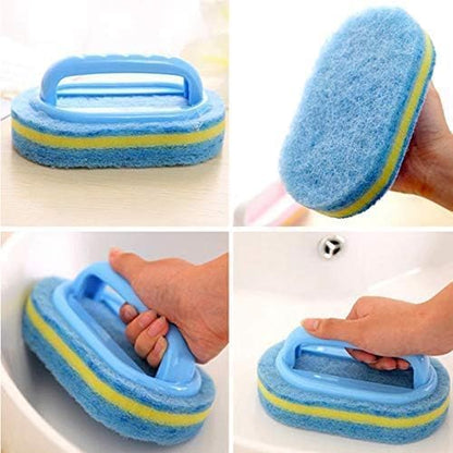 KOKSI Cleaning Brush for Bathroom Kitchen Bathtub Toilet Cleaner All Purpose Shower Sponge Scrubbing Brush with Ergonomic Handle