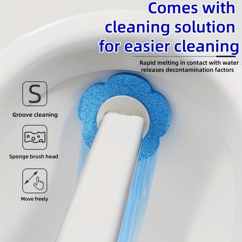 Disposable Toilet Brush with 24 PCS Replacement Heads, Disposable Toilet Bowl Cleaner Wand, Automatic Lid Opening, Toilet Wand Kit, Disposable Toilet Brush Refills, White