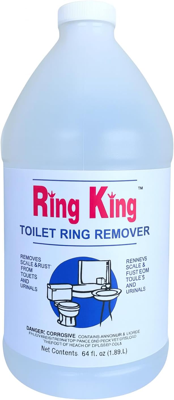 Ring King Toilet Bowl Cleaners | 64oz Toilet Bowl Cleaner Liquid Fast Acting Bathroom Cleaner For Calcium, Water, Rust, Red Clay & Lime Stains – No Scrubbing