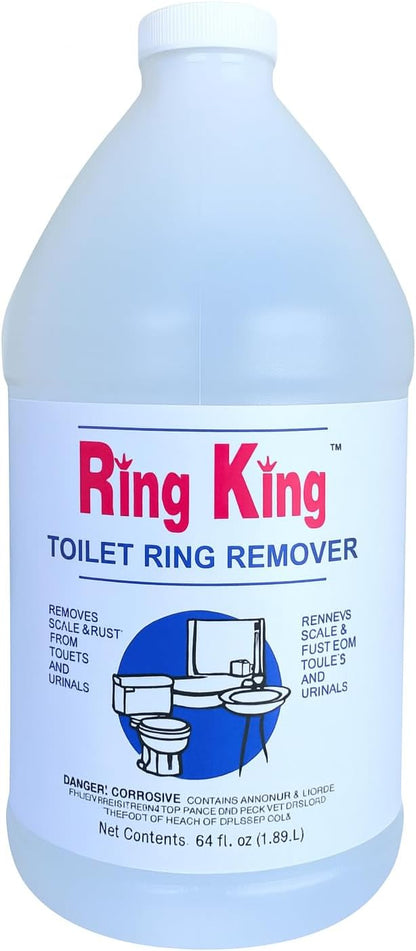 Ring King Toilet Bowl Cleaners | 64oz Toilet Bowl Cleaner Liquid Fast Acting Bathroom Cleaner For Calcium, Water, Rust, Red Clay & Lime Stains – No Scrubbing