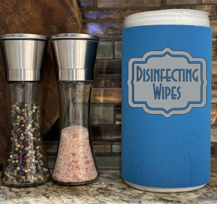 Disinfecting Wipes Cover with Silver Label Modern (Large, Black)