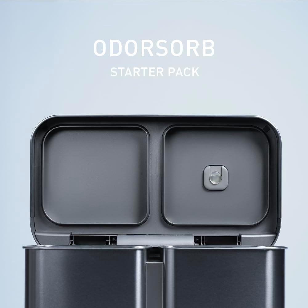 simplehuman Odorsorb Pod Starter Pack – Natural Plant-Based, Fragrance-Free Trash Can Odor Eliminator for Trash Cans, Odor Control System Starter Kit (1 Holder + 2 Pods)