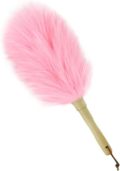 Extendable Lambswool Duster Stainless Steel Handle 133" Removable Feather Duster for Cleaning Ceiling Fans Interior Roof Furniture, Brown