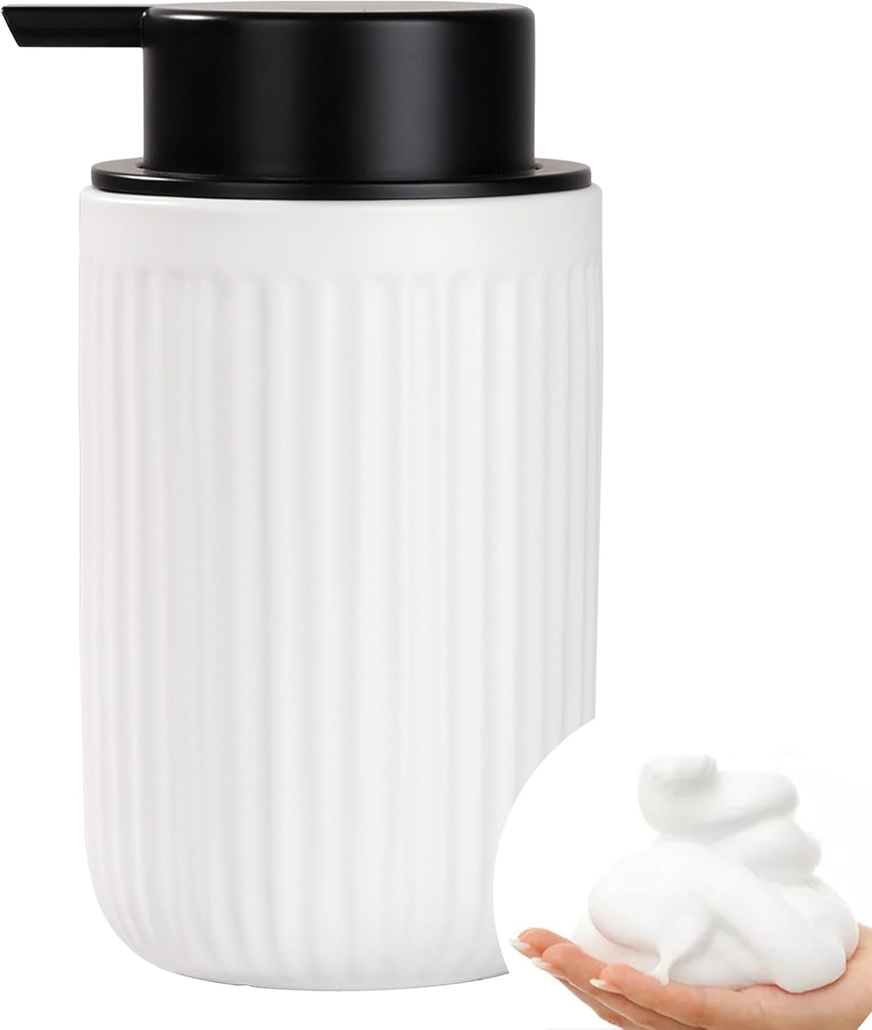 BosilunLife Dish Hand Soap Dispenser - Liquid Pump Soap Dispenser for Bathroom Decro 12oz Ceramic Kitchen Dish Dispenser with Rust-Proof Liquid Pump Modern Refillable Lotion Bottles