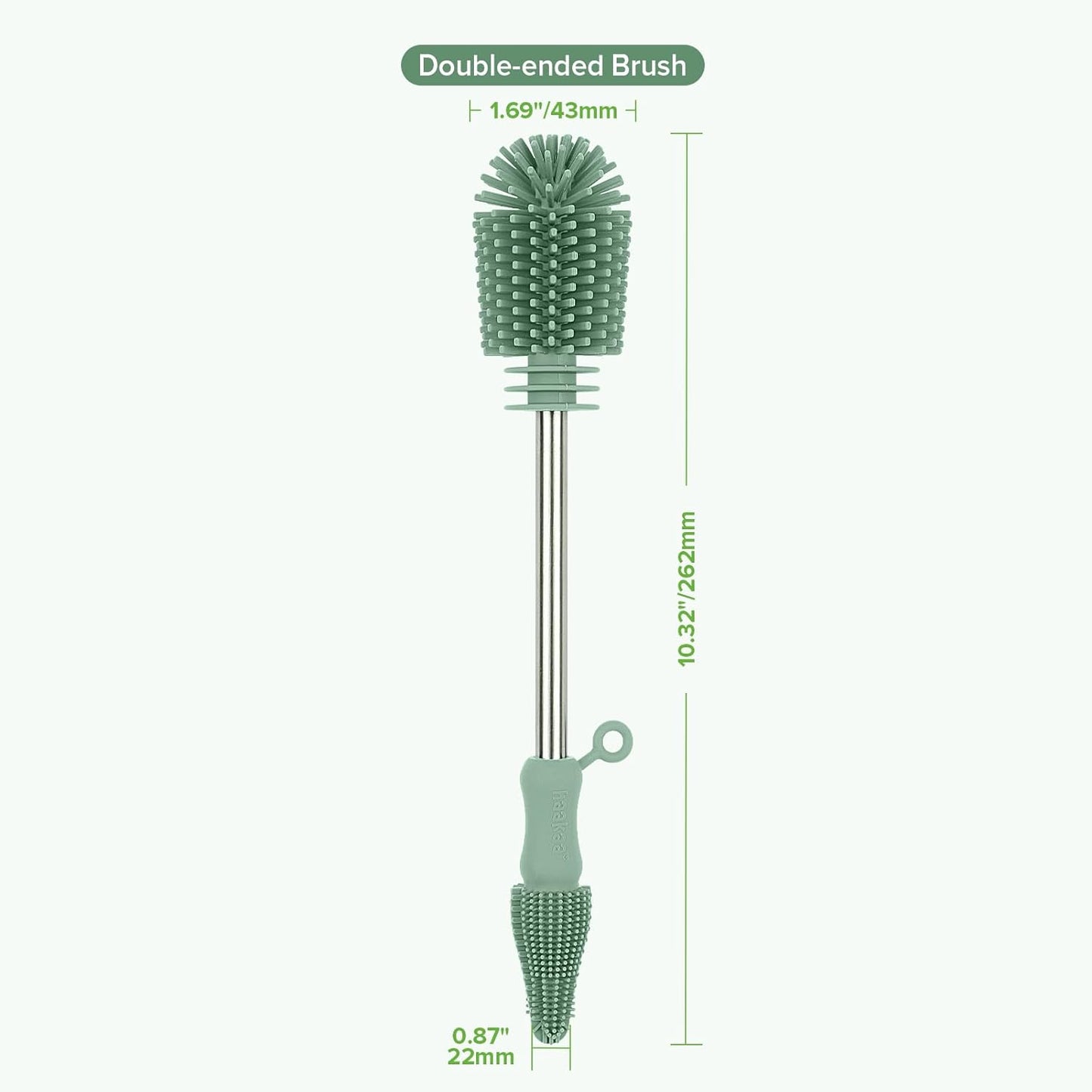 Haakaa Silicone Cleaning Brush - Baby Bottle Brush Cleaner for Breast Pump,Nipple,Breast Milk Storage Bag - Food Grade Silicone - 1 Count - Grey