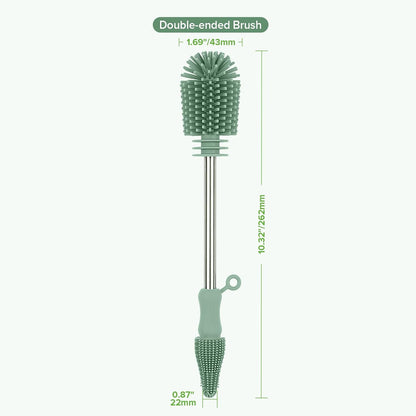 Haakaa Silicone Cleaning Brush - Baby Bottle Brush Cleaner for Breast Pump,Nipple,Breast Milk Storage Bag - Food Grade Silicone - 1 Count - Grey