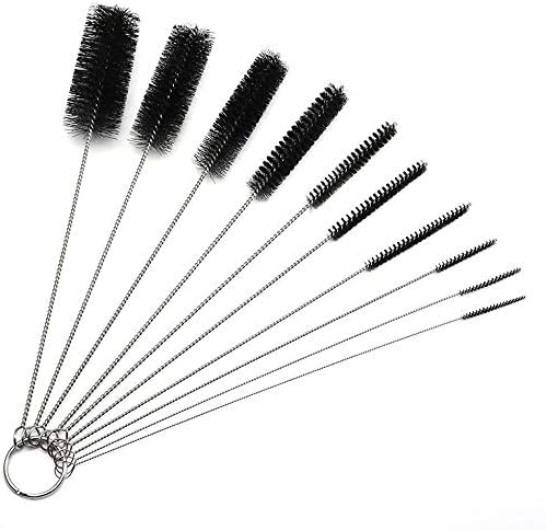 10" Tube Cleaning Brush Set, 5 Pack Large, Extra Long Nylon Straw Brushes with Flexible Handles for Bottles, Cleaning Straws, Pipe Cleaners, Keyboard, Glass, Guns, Detailing and Deep Cleaning, Black