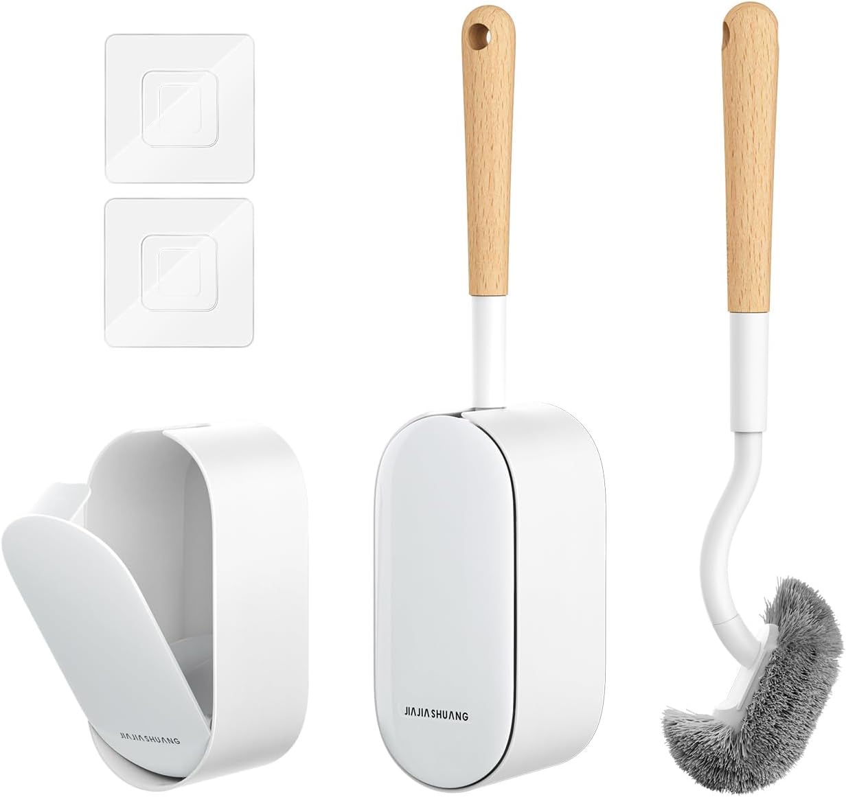 Toilet Bowl Brush and Holder, OSCIOSS Toilet Brush Set with Ergonomic Design, Compact Size, Durable Bristles, RV Toilet Brushes & Holders for Dead Corner Clean, White