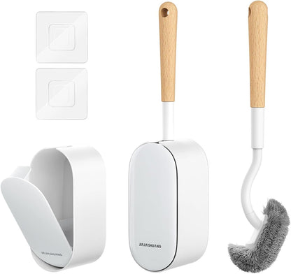Toilet Bowl Brush and Holder, OSCIOSS Toilet Brush Set with Ergonomic Design, Compact Size, Durable Bristles, RV Toilet Brushes & Holders for Dead Corner Clean, White