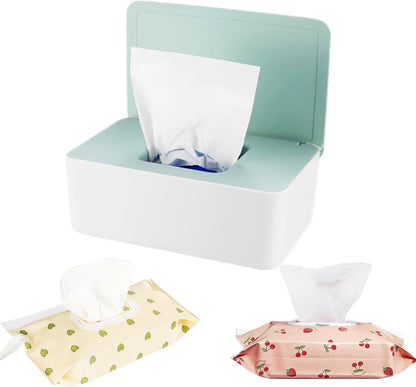 Wipe Dispenser White,Reusable Flushable Wipe Holder Set with 2Pcs Refillable Portable Wipe Bag for Baby Adult Bathroom,Wipe Container with Lids Keeps Wipes Fresh,Baby Shower New Mom Gifts