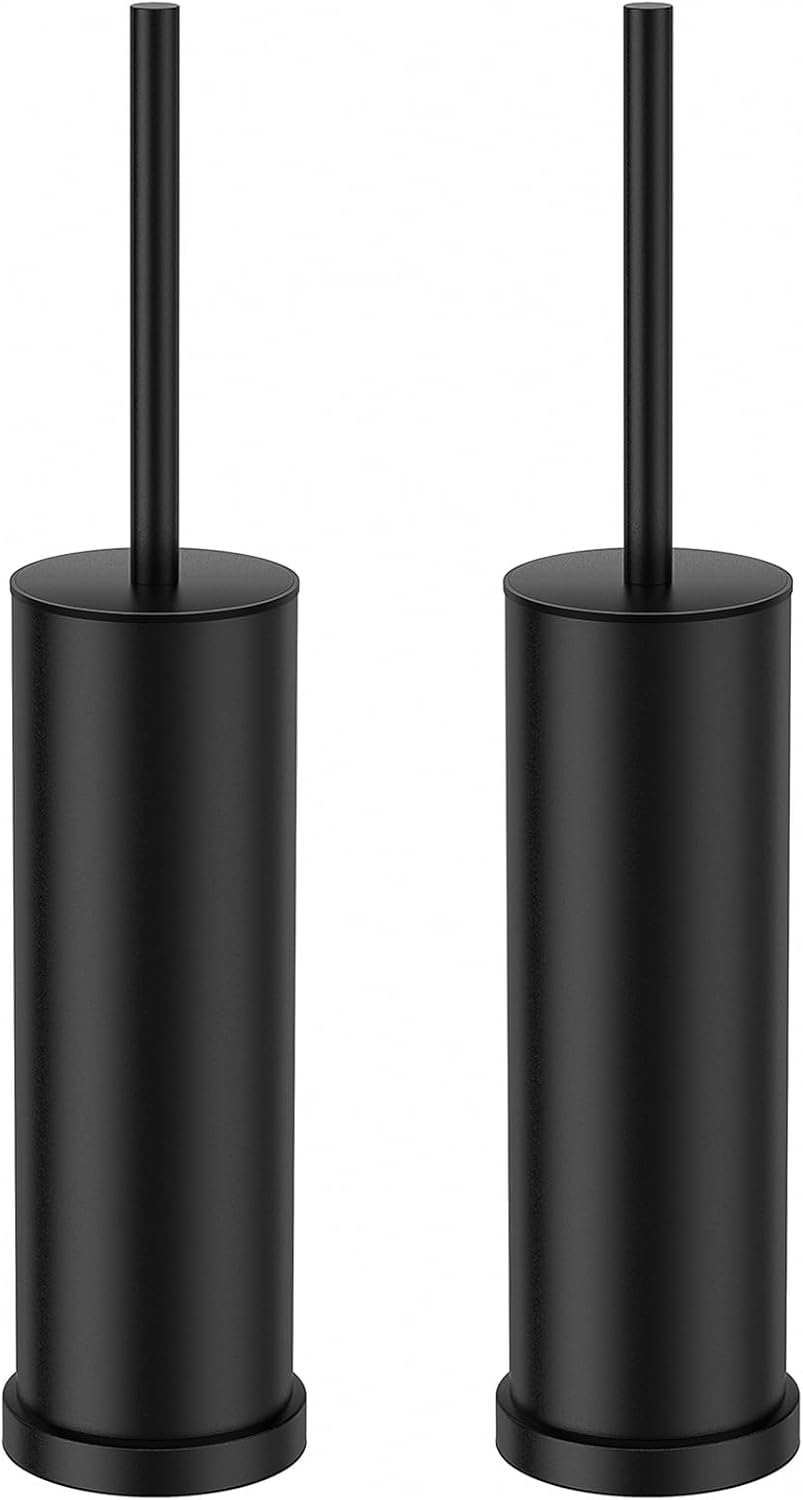 Bronze Toilet Brush and Holder Set，Stainless Steel Heavy Duty Toilet Bowl Brush，Extra Long Handled Modern Toilet Cleaner Brush, Removable Inner Bowl, and Splash Protection