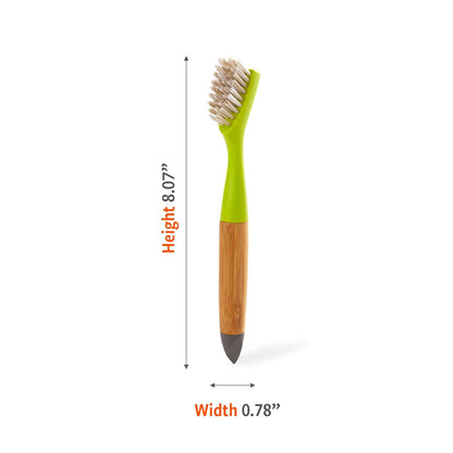 Full Circle Micro Manager, Deep Cleaning Brush for Crevices, Shower, & Grout, Tough Bristles, Sustainable Bamboo Handle, Green