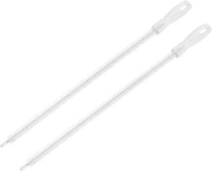 uxcell 2 Pcs Drain Cleaner Brush, 18.5 Inches Extra Long Stainless Steel & Nylon Pipe Cleaner Brush, White, Medium Firmness, For Kitchen Sink, Shower, Toilet, Floor Drains, Tubes