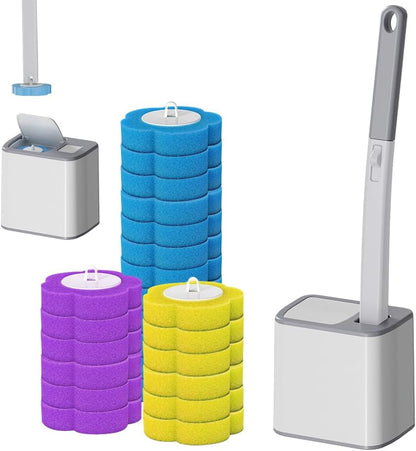 HomeBeyond Disposable Toilet Brush, Toilet Cleaning System with 24pcs Refills Brush, Extended Handle Bowl for Hygienic Bathroom Maintenance, Bathtub