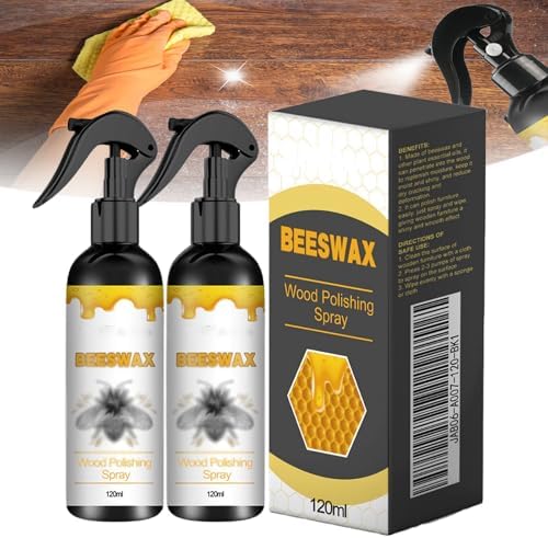 Natural Bees Wax Furniture Polish and Cleaner,120ml,Beeswax Cleaner Spray for Floors and Furniture,Polish and Cleaner Protective Conditioning Formula,Non-Toxic & Eco-Friendly (2PCS)