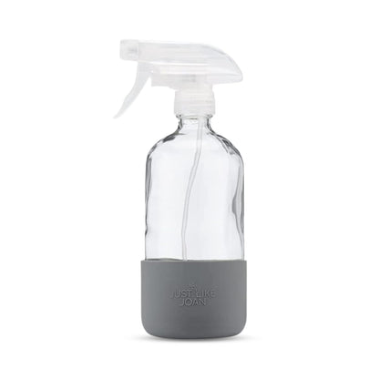 Clear Glass Spray Bottle with Silicone Sleeve for Cleaning Solutions, Essential Oils, Plants, Vinegar - 16 oz, Refillable, Food Safe (2-PACK: Rich Black & Ocean Turquoise)