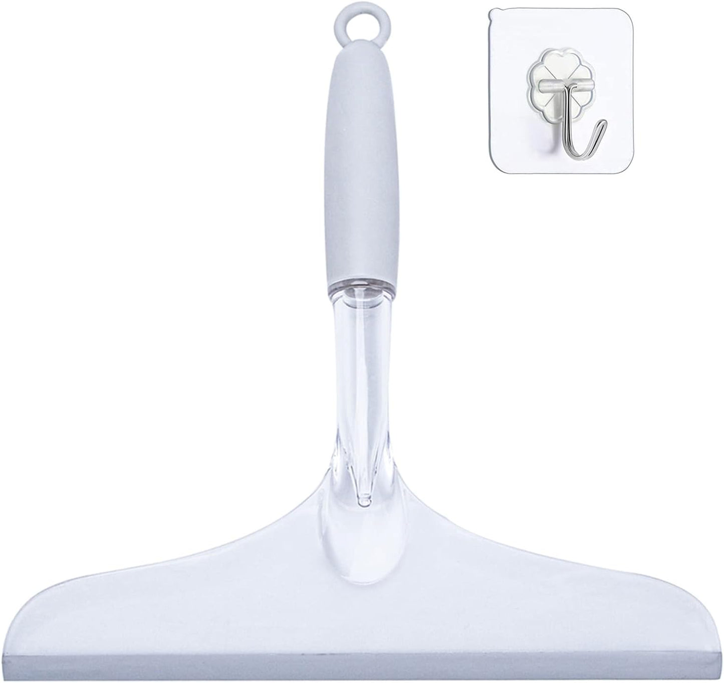 Shower Squeegee for Bathroom Glass Doors and Mirror, 10'' Rubber Window Cleaner Tool, Clear Plastic Water Wiper for Car Windshield Cleaning