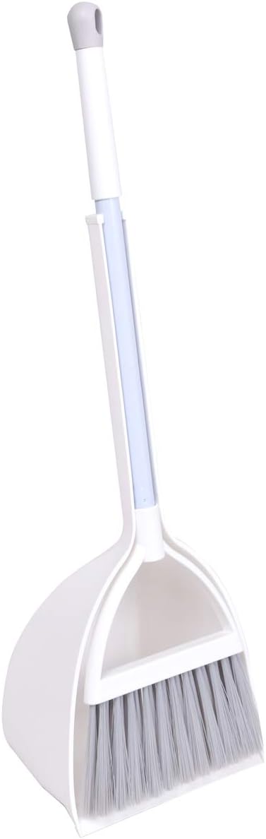 Mini Broom and Dustpan, Home Kitchen Sweeping for Kids(White+Gray)