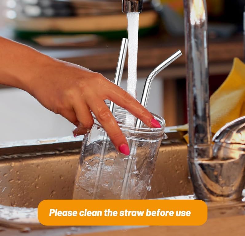 VEHHE Metal Straw Stainless Steel Straws Drinking Reusable Straws 4 Set -10.5" Ultra Long Rainbow Color-Cleaning Brush for 20/30 Oz for Yeti RTIC SIC Ozark Trail Tumblers (2 Straight|2 Bent|1 Brush)