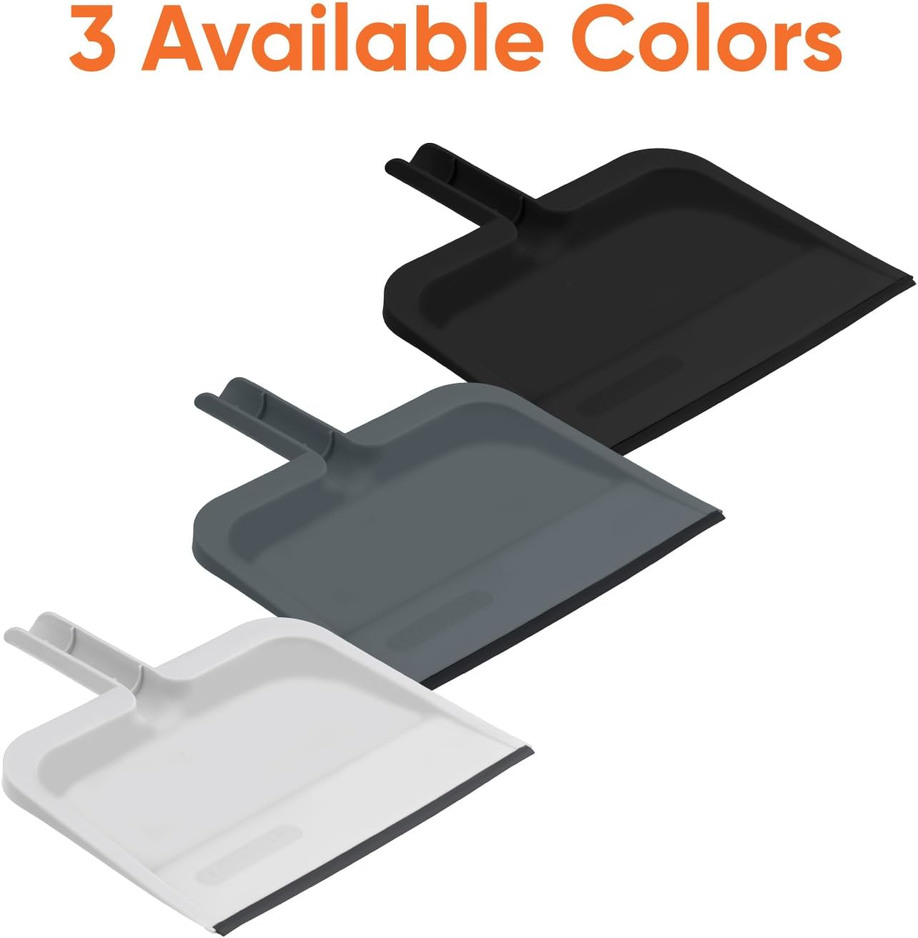 Superio Clip-On Dustpan with Rubber Lip - 10-inch Wide Durable Plastic Dust Pan with Comfort Grip Handle, White, 1-Pack