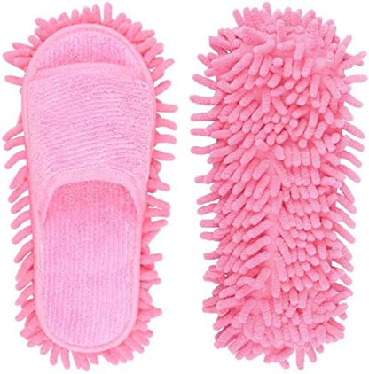 Microfiber Slippers Floor Cleaning Mop Men and Women House Dusting Slippers Floor Cleaning Tool (pink)