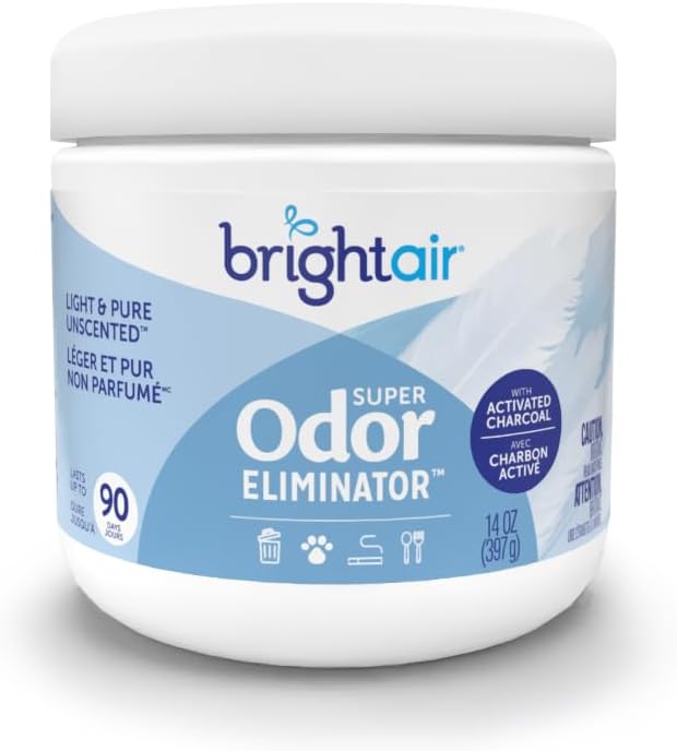 Bright Air 14 oz. Super Odor Eliminator, For Medium-Size Spaces, Cool & Clean Scent, Case of 6,Air Freshener, Natural Essential Oils, Lasts Up to 90 Days Each