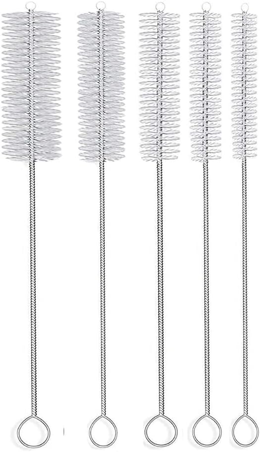 10" Tube Cleaning Brush Set, 5 Pack Large, Extra Long Nylon Straw Brushes with Flexible Handles for Bottles, Cleaning Straws, Pipe Cleaners, Keyboard, Glass, Guns, Detailing and Deep Cleaning, Black