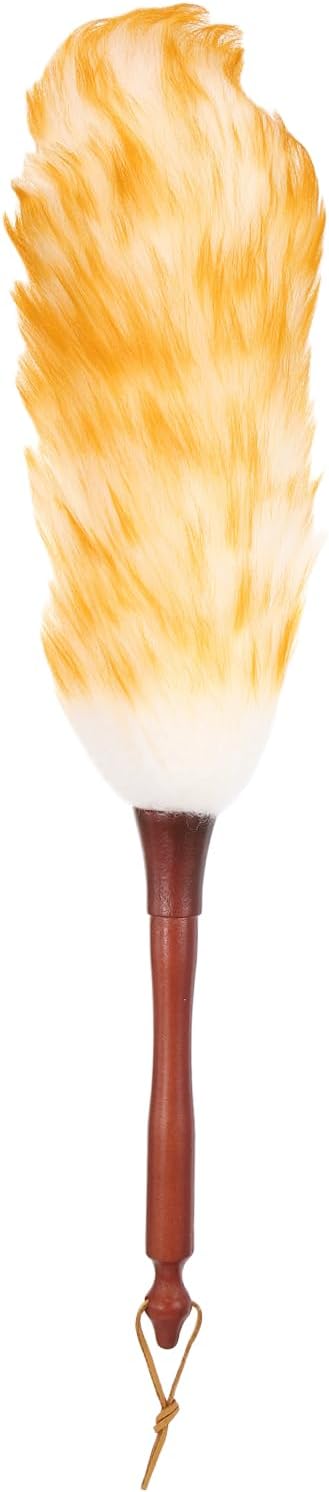 uxcell Wool Duster, 14.2" Natural Feather Cleaner Household Cleaning Duster with Solid Wooden Handle for Cleaning Fans Window Blinds Shelves Furniture, Pink