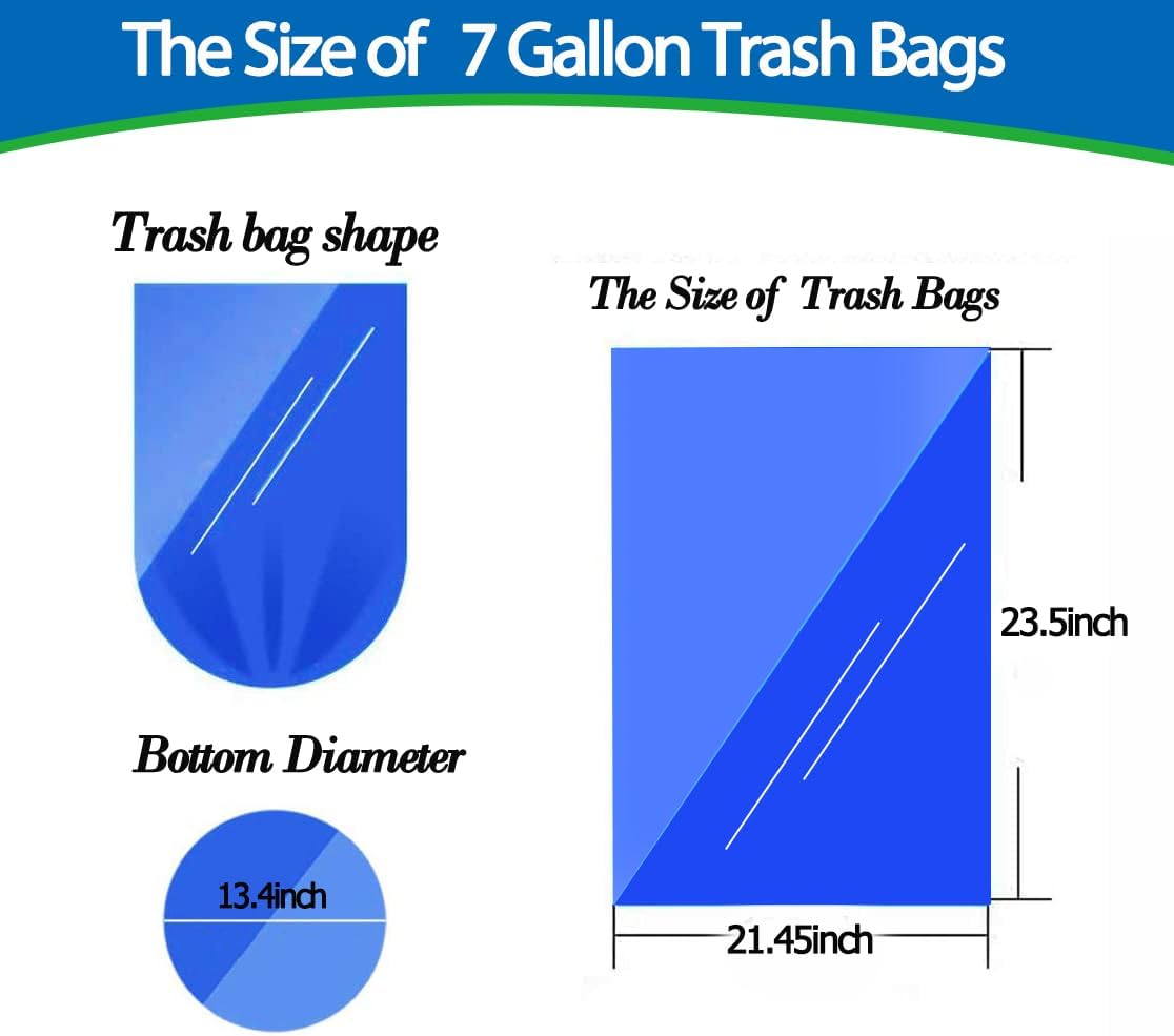 Hommaly 2 Gallon (1.8-2 Gal)120 pcs Small Clear Trash Bags, Strong 1.8 Gallon Garbage Bags, Bathroom Trash Can Bin Liners Unscented, Mini Plastic Bags for Office, Waste Basket Liner,Fit 6,7,8 Liters