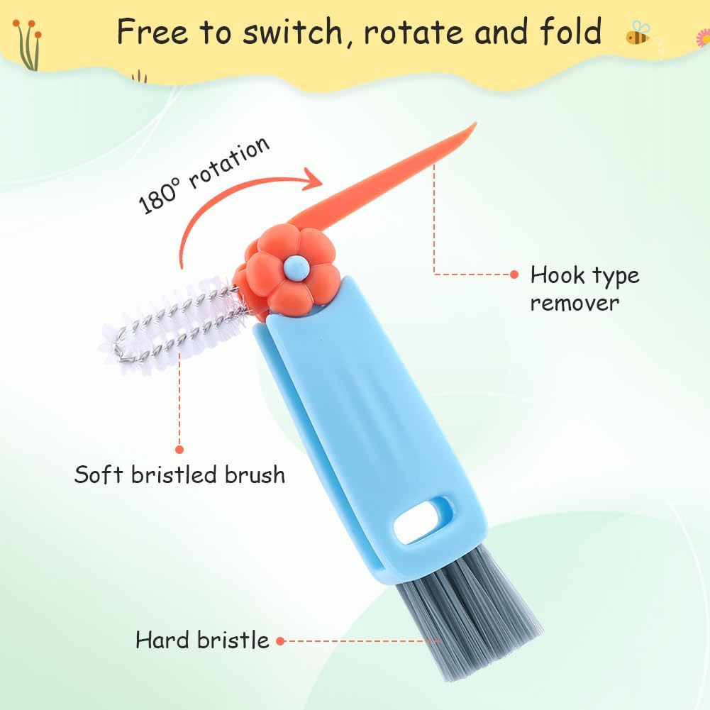 6pack Cleaner Brush Set, 3 in 1 Cup Lid Cleaning Brush and 7.6inch Straw Brush Crevice Cleaning Brush for Water Bottle Gap Lid(2style/6pcs)