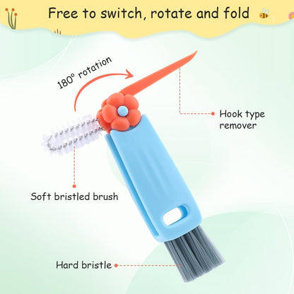 6pack Cleaner Brush Set, 3 in 1 Cup Lid Cleaning Brush and 7.6inch Straw Brush Crevice Cleaning Brush for Water Bottle Gap Lid(2style/6pcs)