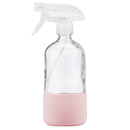 Clear Glass Spray Bottle with Silicone Sleeve for Cleaning Solutions, Essential Oils, Plants, Vinegar - 16 oz, Refillable, Food Safe (2-PACK: Rich Black & Ocean Turquoise)