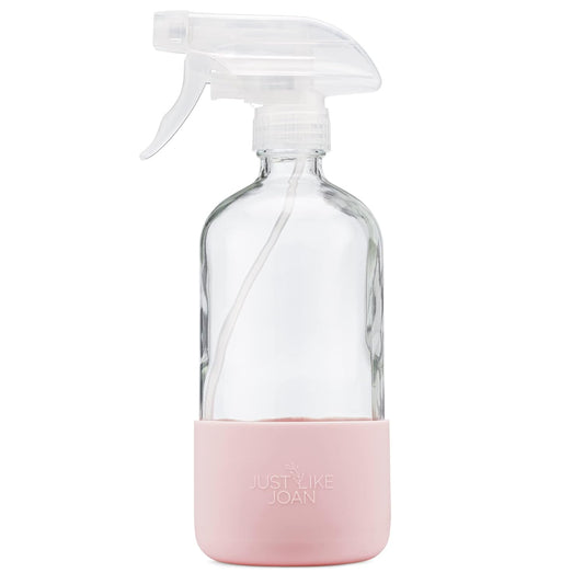 Clear Glass Spray Bottle with Silicone Sleeve for Cleaning Solutions, Essential Oils, Plants, Vinegar - 16 oz, Refillable, Food Safe (2-PACK: Rich Black & Ocean Turquoise)