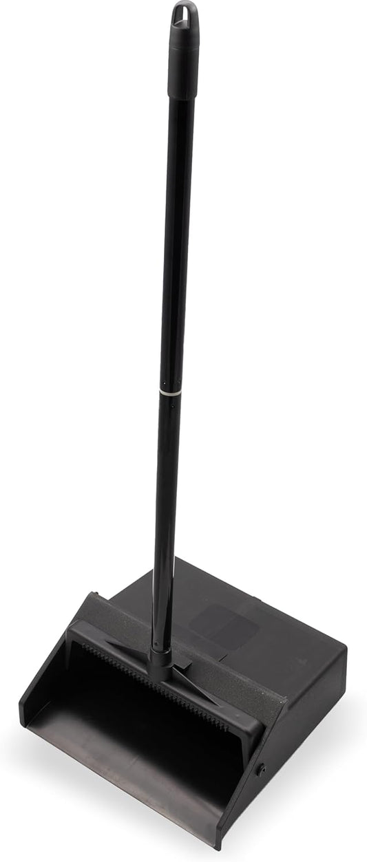Carlisle FoodService Products Duo-Pan Upright Dust Pan and Broom Set, Essential Cleaning Tools for Home and Commercial Use, 36" Handle, 1 Count, Black