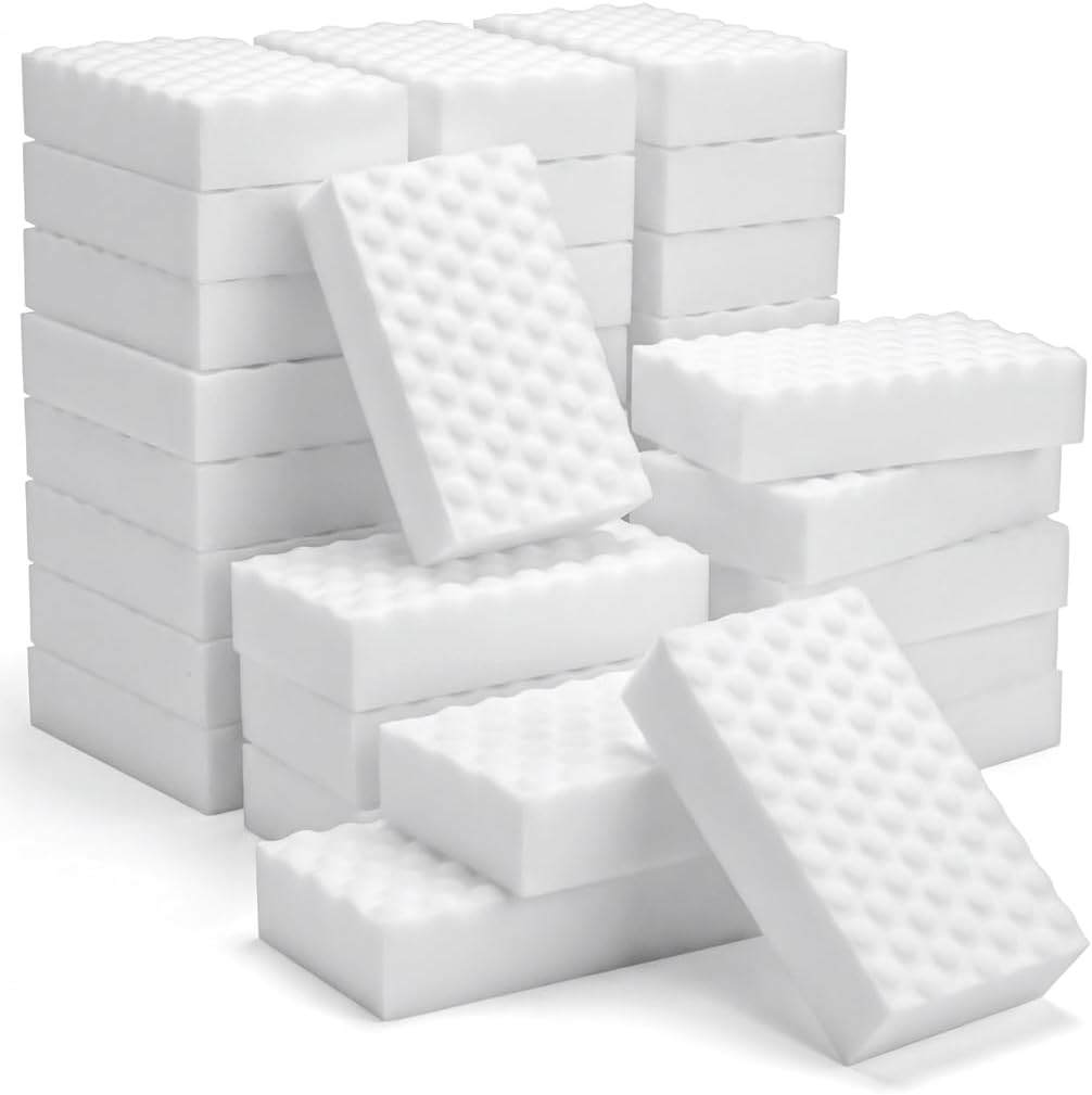 Magic Sponge 10 Pack Textured Quick Series, Effortlessly Erase Scuff Marks and Stains from Multiple Surfaces with No Harsh Chemicals