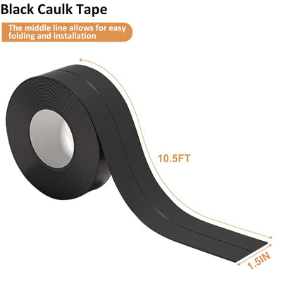 Clear Caulk Tape Waterproof Self Adhesive, Peel & Stick Bathroom Chalk Tape Toilet Bowl Bath Tub Kitchen Strip Floor Wall Tile Window Stove Sink Caulking, Cleaner Than Silicone, Caulk, Grout, Glue