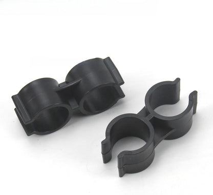 6Pcs Double Pipe Clamp Connectors for Broom and Dustpan,Plastic Shelf Pole Fastener Clips,Fits 18-20mm Diameter Pipes,Ideal for Warehouse,Supermarket,and Home Organization