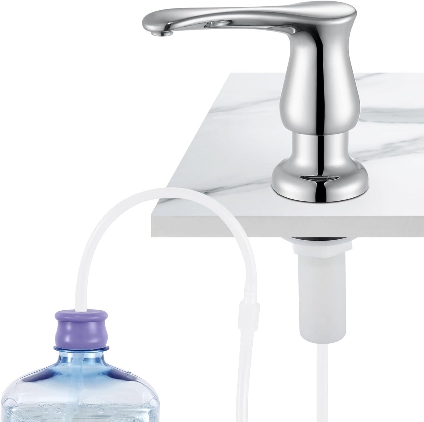 GAGALIFE Kitchen Sink Soap Dispenser Brushed Nickel, Under Sink Soap Dispenser with 40" Silicone Extension Tube Kit,Say Goodbye to Frequent Refills