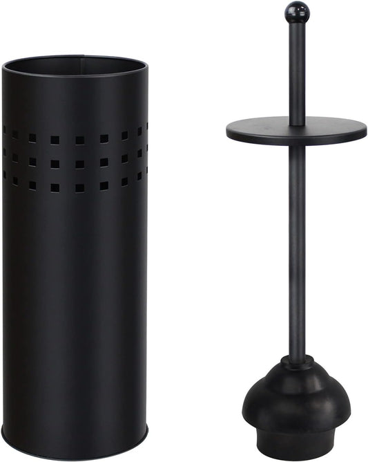 Blue Donuts Toilet Plunger with Holder for Bathroom, Multi Drain Suitable Also for Bathtubs, Quick Dry, Black