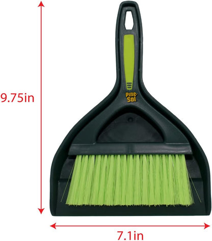 Pine-Sol Mini Dustpan and Brush Set | Nesting Snap-On Design | Portable, Compact Dust Pan and Hand Broom for Cleaning, Green