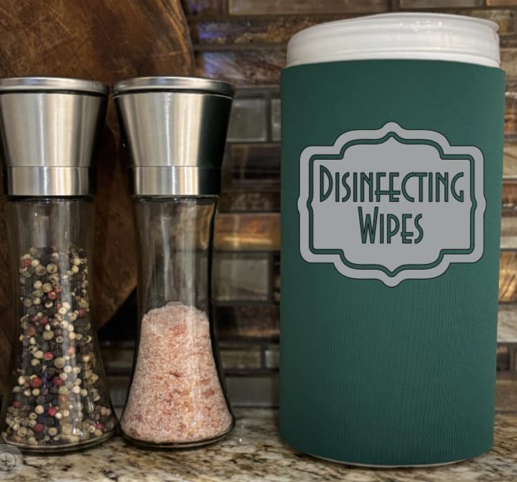 Disinfecting Wipes Cover with Silver Label Modern (Large, Black)