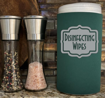 Disinfecting Wipes Cover with Silver Label Modern (Large, Black)